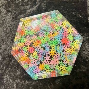 Colorful Hexagonal Puzzle Piece Coaster